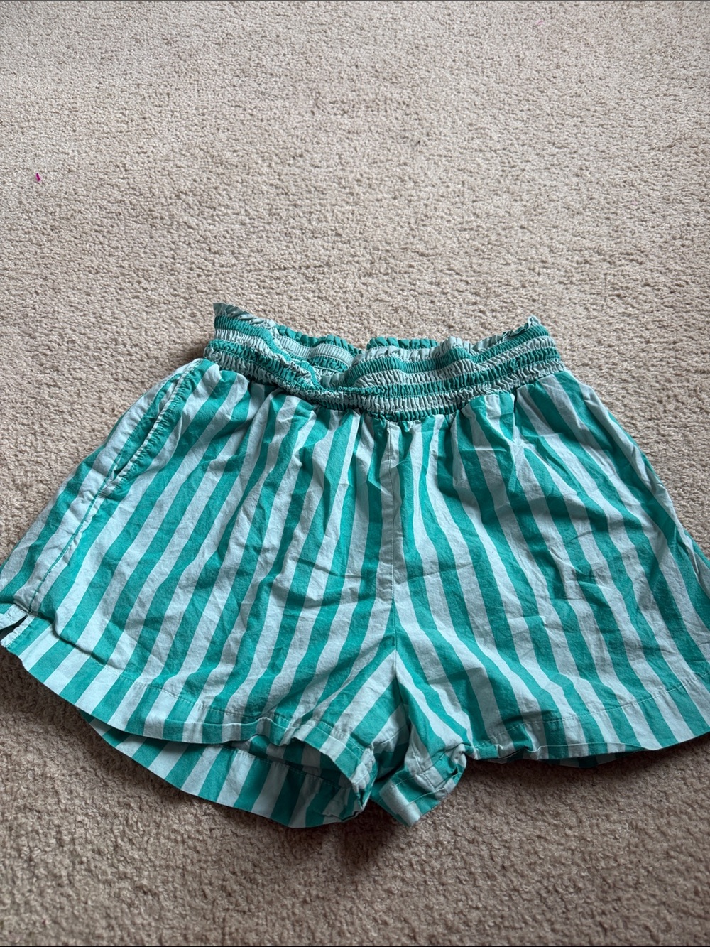 a new day Turquoise & White Smocked Waist Shorts